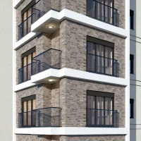 Hediye Apartmanı’nın balkon ve pencere düzenini gösteren yakın cephe görünümü