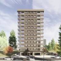 Sedir Apartmanı’nın ön cephesini ve balkonlarını gösteren mimari görsel