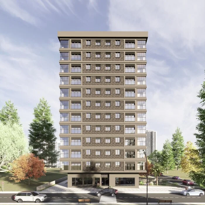 Sedir Apartmanı konut binasının ön cephe mimari görünümü
